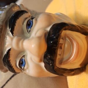 Ceramic Vintage Russian Vodka Bottle Cossack Pipe Design. So Cool Gold Tooth!
